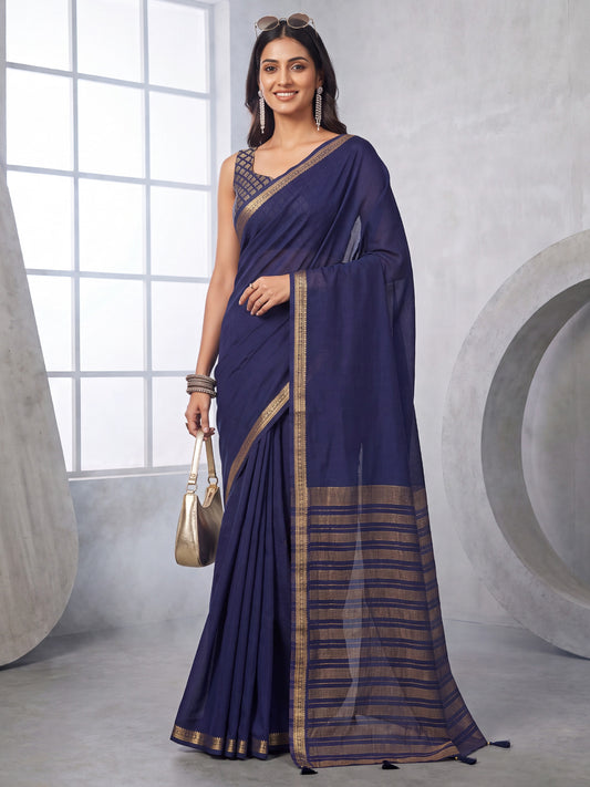 Navy Blue Mysore Silk Saree