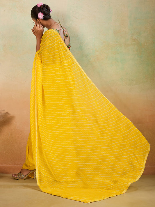 Green Tissue Silk Saree with Zari Stripes