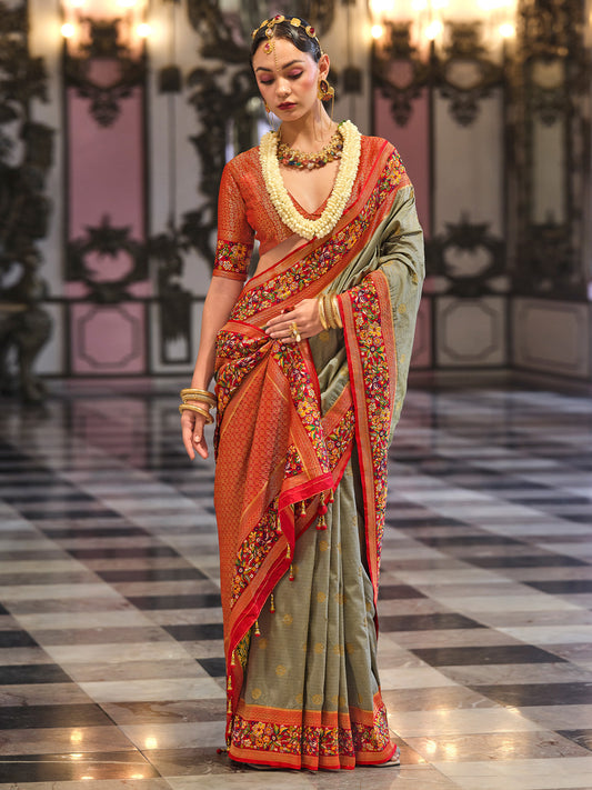 Silk Blend Patola Print Border Saree