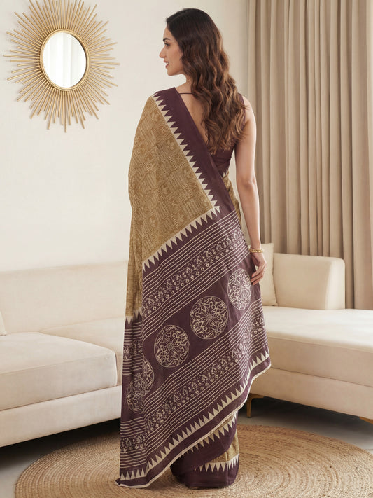 Grey Tissue Silk Saree with Zari Stripes