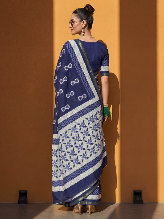Dark Green & Red Silk Blend Patola &Gaj Motif Traditional Zari Border