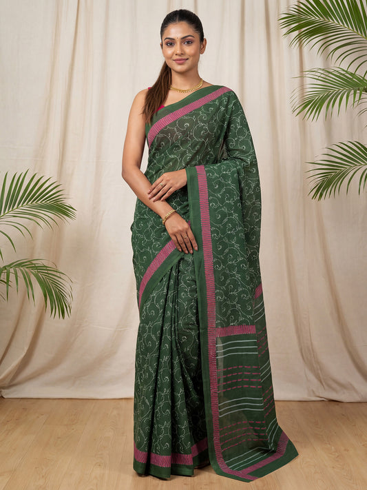 Cotton Mulmul Striped Pallu Saree
