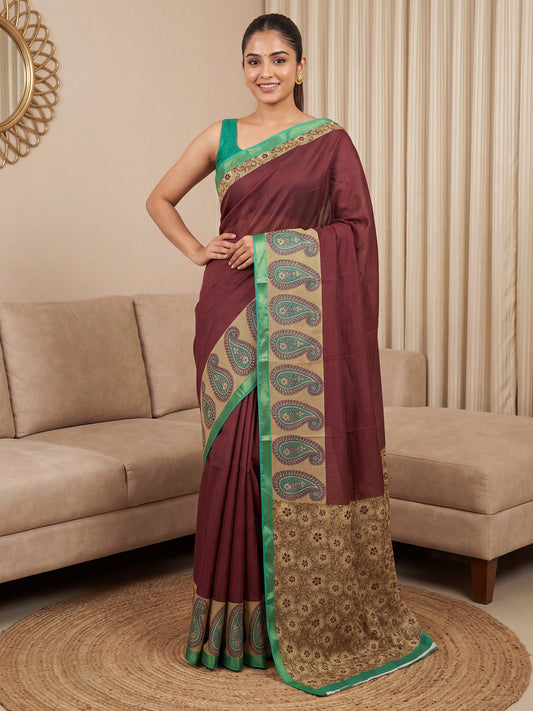 Maroon Saree Paisley Digital Print Saree