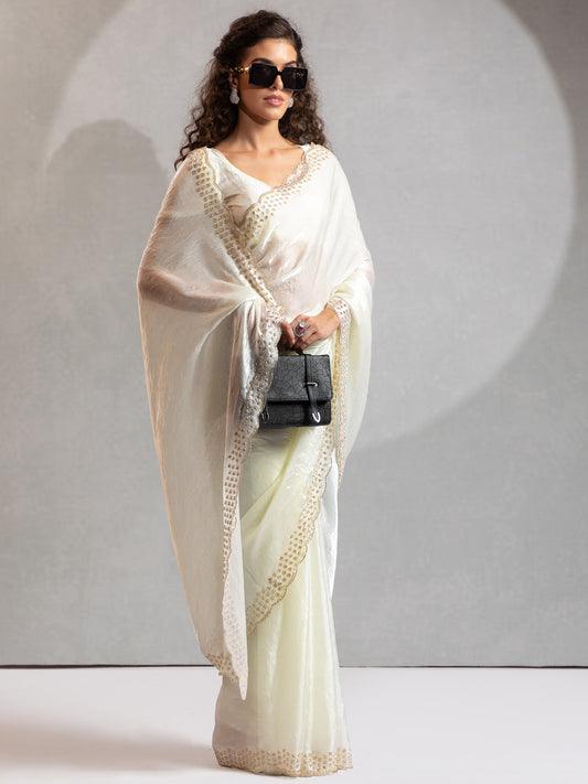 Heritage Off-White Silk Blend Saree