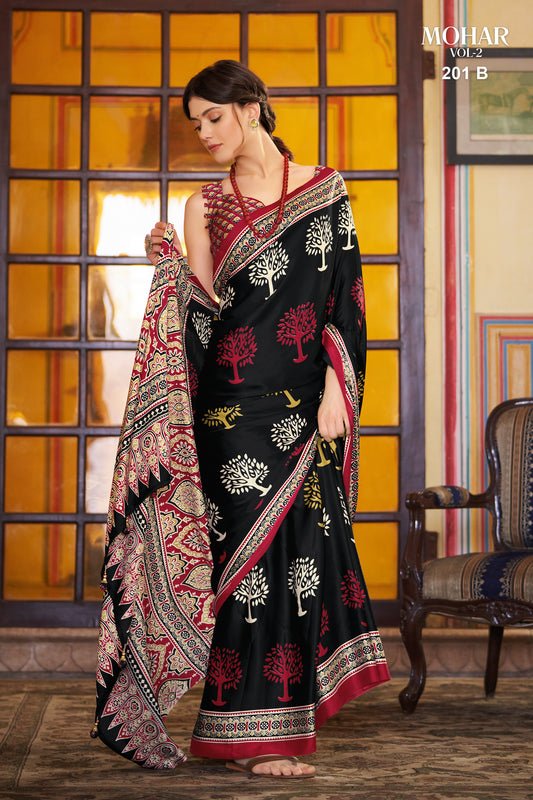 Classic Ajrakh Design Saree