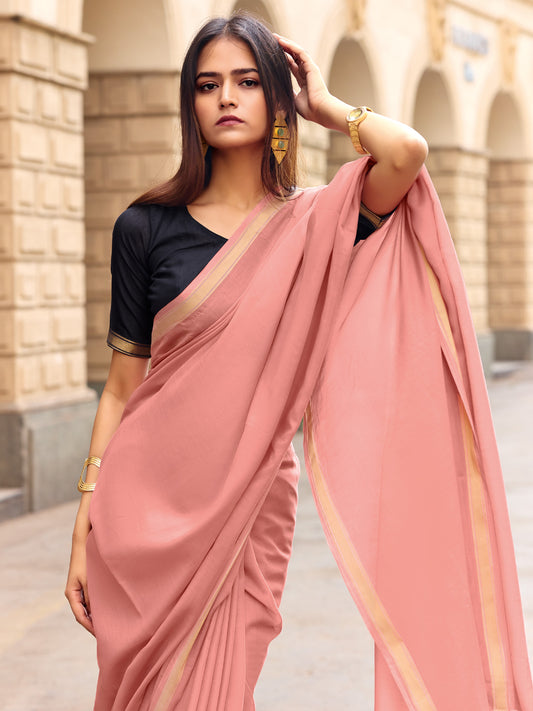 light pink Tissue Silk Saree with Zari Stripes