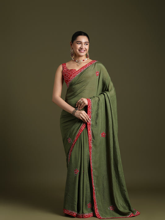 Georgette Embroidered Border Saree