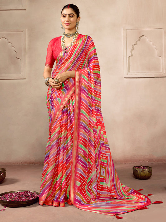 Multicolour Georgette Saree