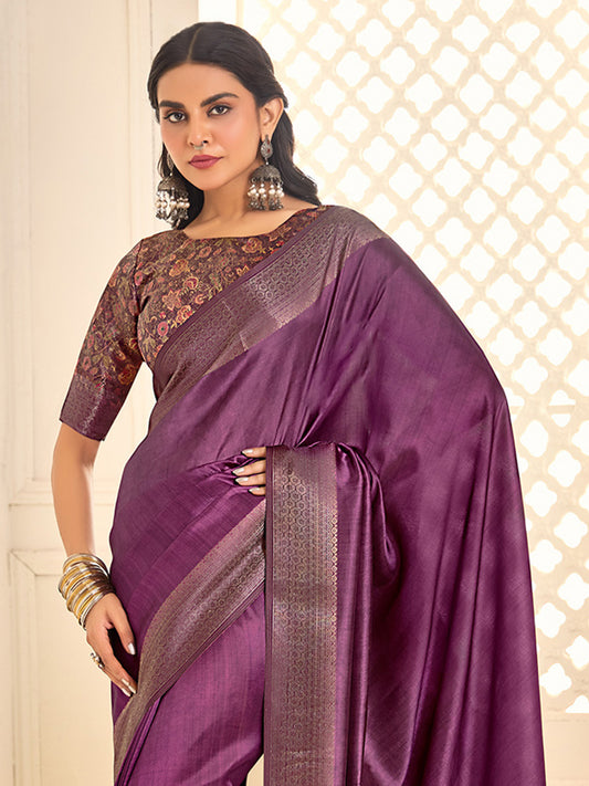 Heritage Violet Silk Blend Saree