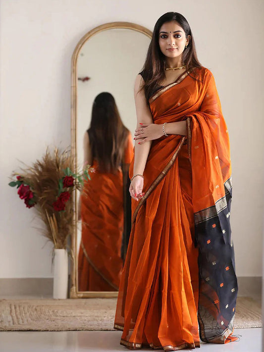 Orange Silk Cotton Saree