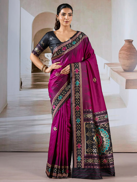 Deep Magenta Patola Silk Saree