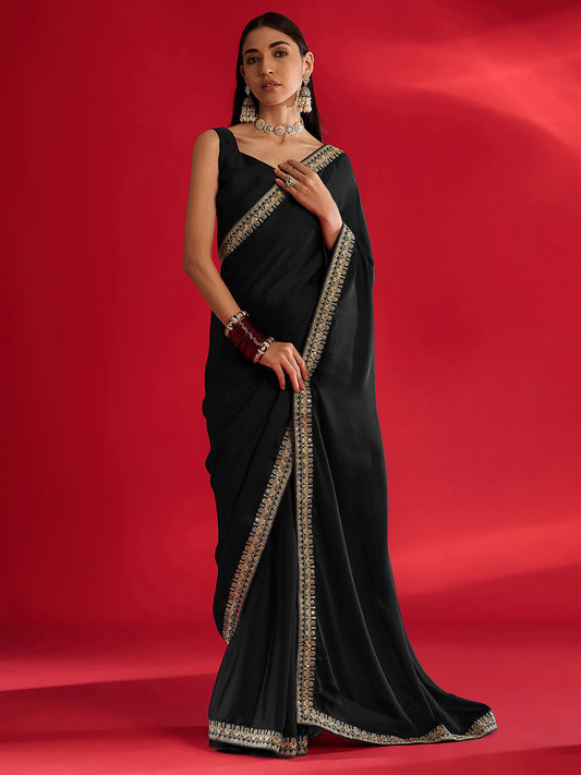 Elegant Black Silk Blend Saree