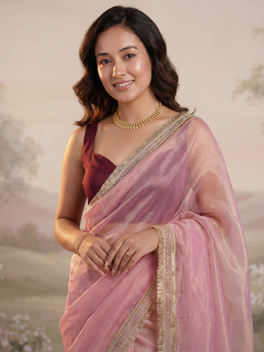 Tissue Silk Gota Patti Border Saree
