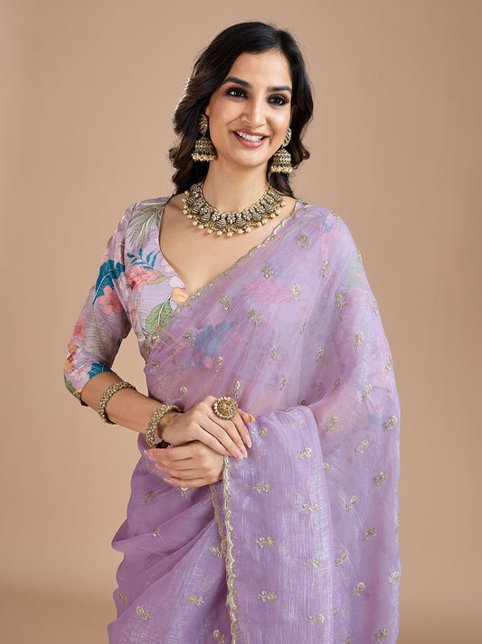 Heritage Lavender Silk Blend Saree
