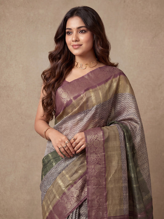 Tissue Digital Printed Saree