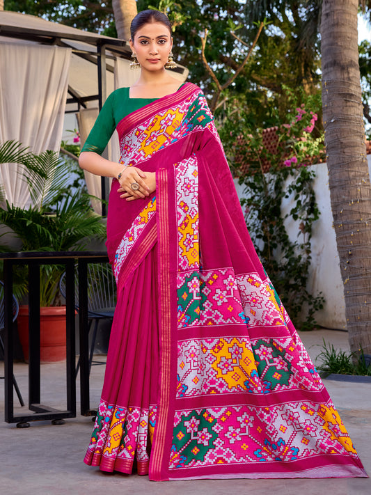 Pink Chanderi Silk Saree