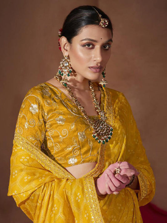 Mustard Yellow Georgette Saree