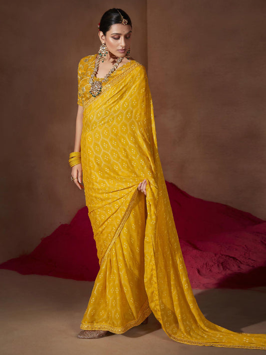 Mustard Yellow Georgette Saree