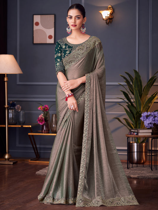 Chiffon Embroidered Border Saree