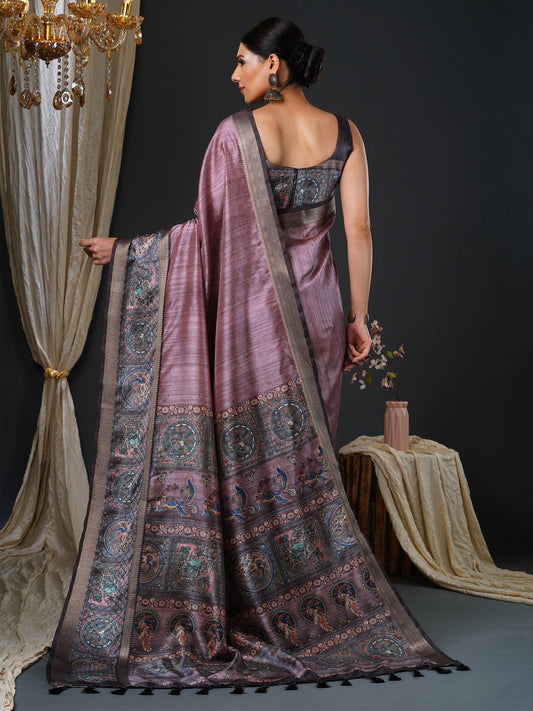 Dusty Mauve-Rose Mysore Silk Saree