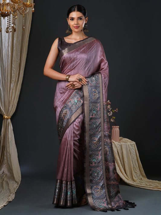 Dusty Mauve-Rose Pure Silk Saree
