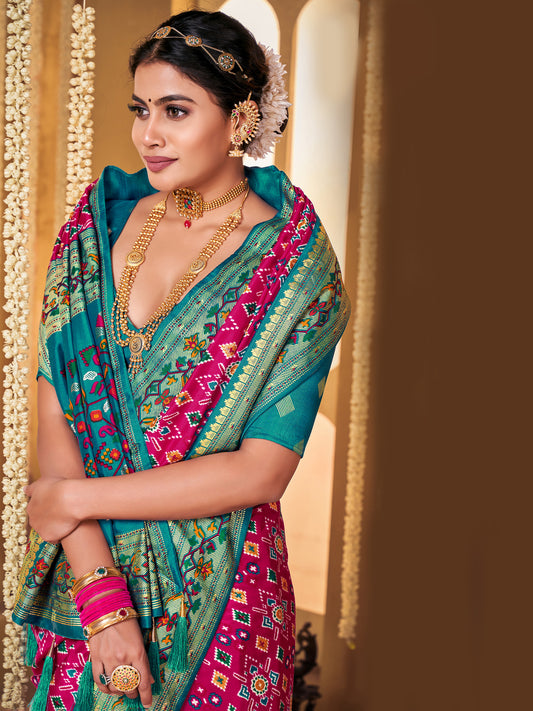 Ikkat Patola Silk Saree with Foil