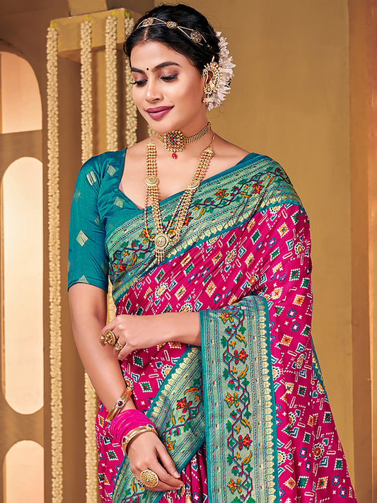 Ikkat Patola Silk Saree with Foil