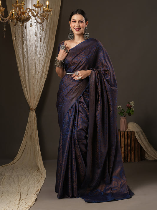 Steel Grey Art Silk Saree with Traditional Zari Weave