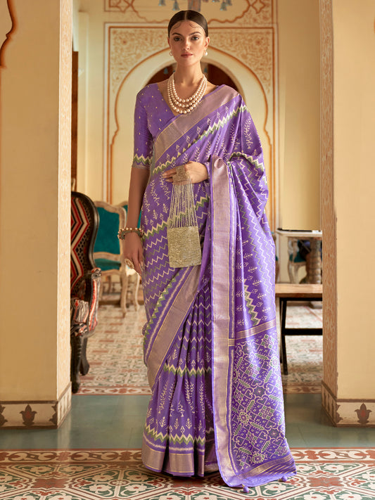 Lavender Patola Style Silk Blend