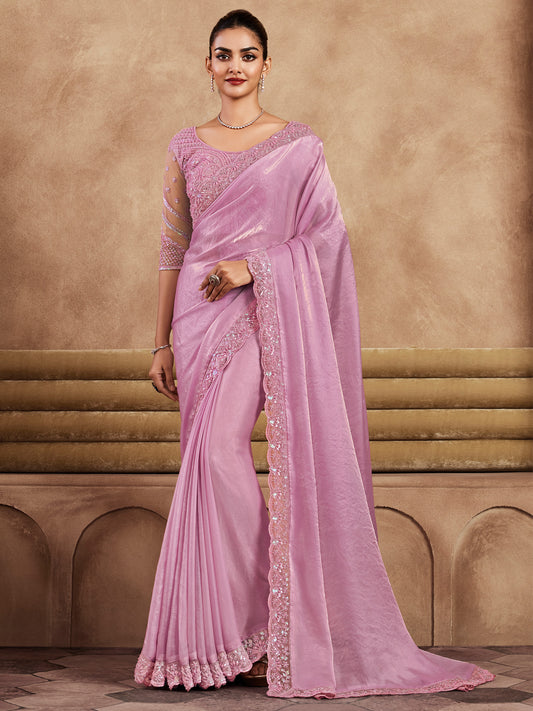 Heritage Baby Pink tissue Silk Saree