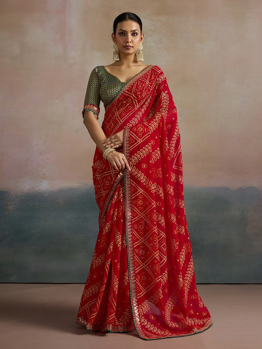 Bridal Red Georgette Saree