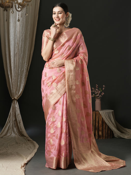 Banarasi Tissue Silk Saree with All-Over Gold Zari
