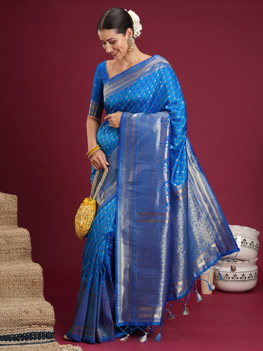 Royal Blue Banarasi Soft Silk