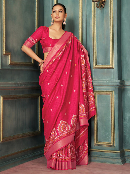 Holland Silk Navy Blue Bandhani Saree