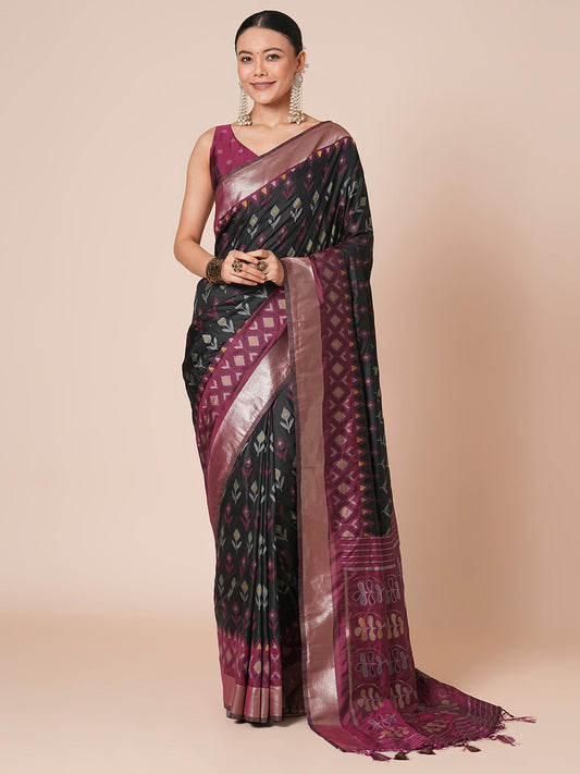 Black Banarasi Silk saree - Ressa
