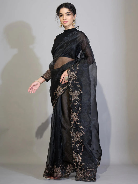 Black Organza Saree