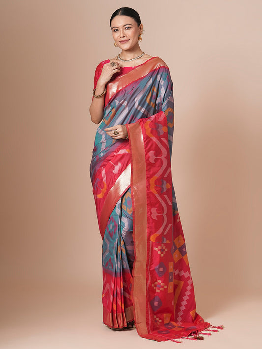 Blue Silk Blend Banarsi Silk Saree - Ressa