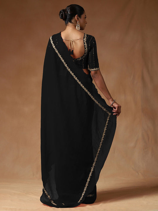 Classic Black Georgette Saree - Ressa