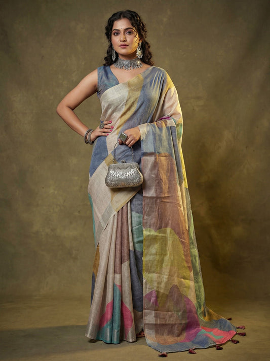 Cotton Silk Multicoloured Printed Saree - Ressa