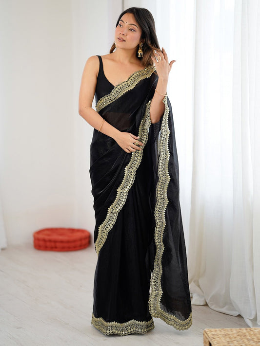 Heritage Black Silk Blend Saree - Ressa