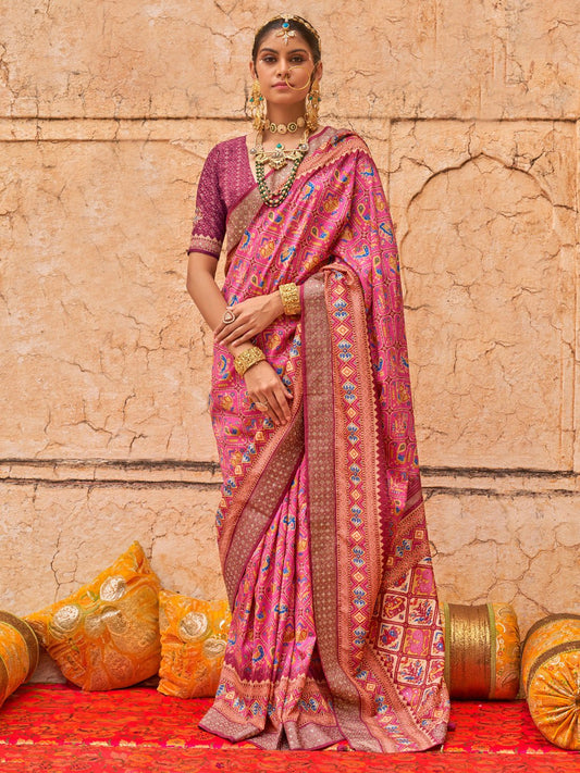 Heritage Pink Patola Silk Saree - Ressa