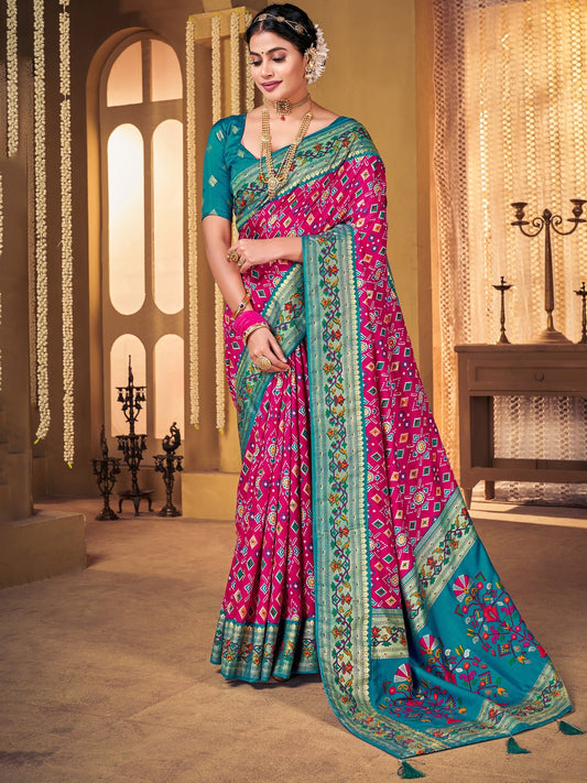 Ikkat Patola Silk Saree with Foil - Ressa