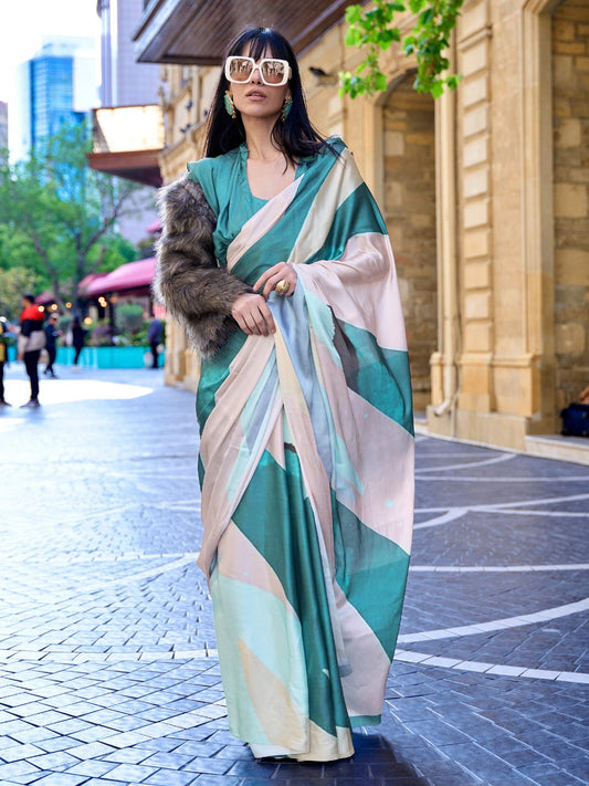 Modern Geometric Abstract Print Saree - Ressa