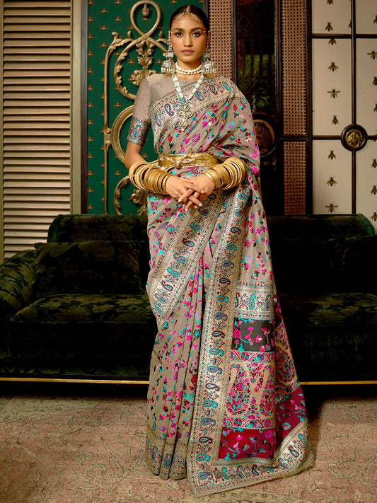 Multicolor Kashmiri Silk Blend Saree - Ressa