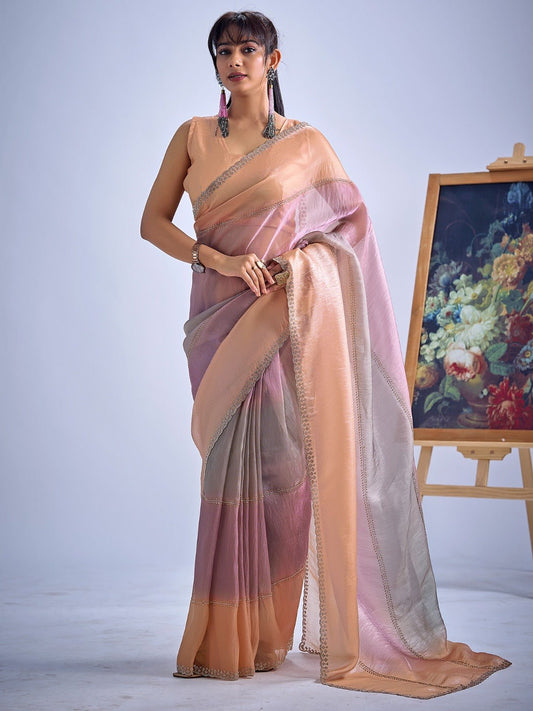 Multicolor Pastel Tissue Silk Saree - Ressa