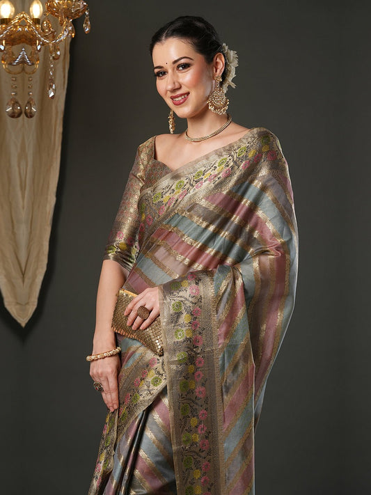 Multicolour Tissue Banarasi Silk Saree - Ressa