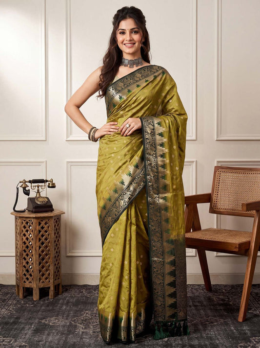 Olive Green Nylon with Woven Design - Ressa