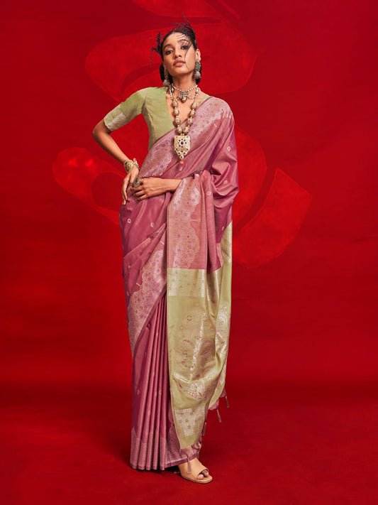 Pink Banarasi Silk Blend Saree - Ressa