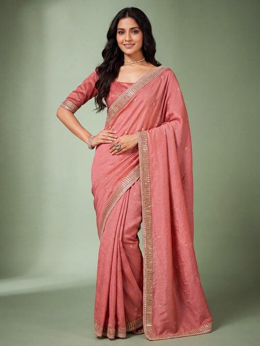 Pink Banarasi Woven Silk Saree - Ressa