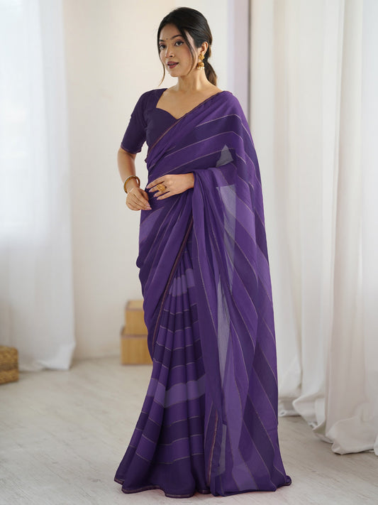 Purple Georgette Leheriya Saree - Ressa